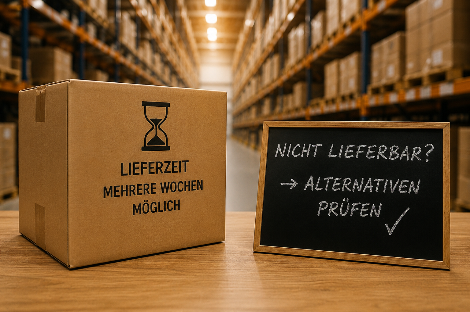 Ein Bild Lieferzeit mehrere Wochen möglich Karton mit Sanduhr